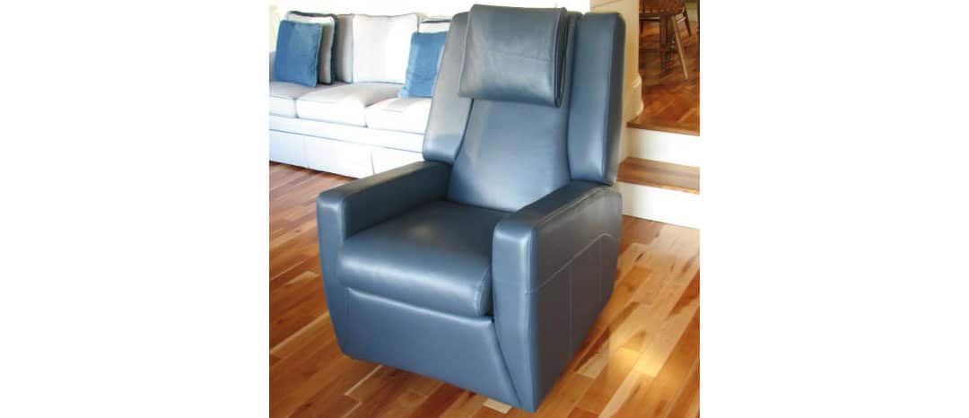 Blue Leather Rocker Recliner