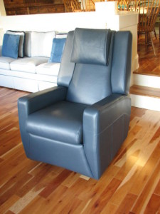 Blue Leather Rocker Recliner