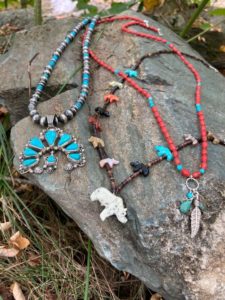 Assortment of necklaces by Indigenous jewelers