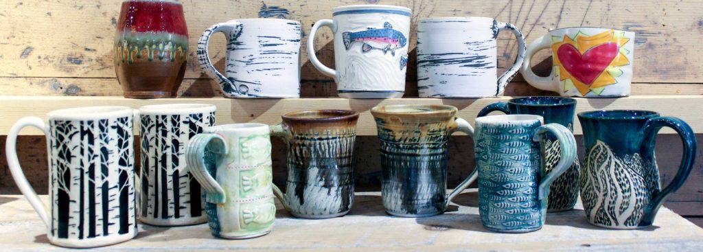 colorful handmade coffee mugs