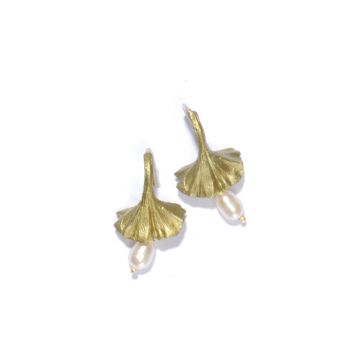 Ginkgo Pearl Drop Earrings