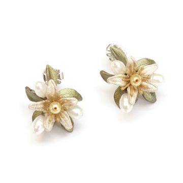 Orange Blossom Button Stud Earring