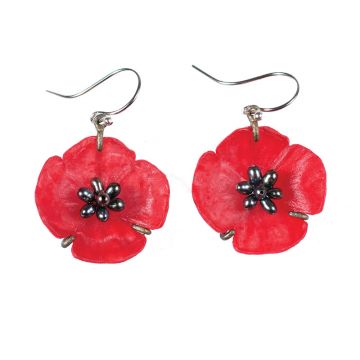 Red Poppy Drop Earrings