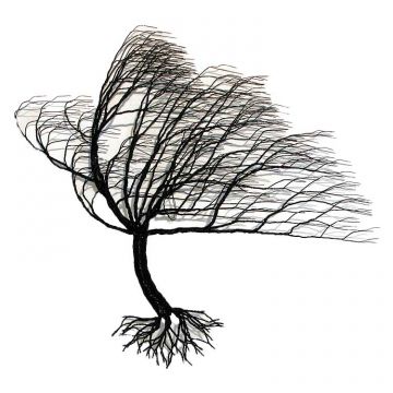 Black Aluminum Windblown Wall Tree