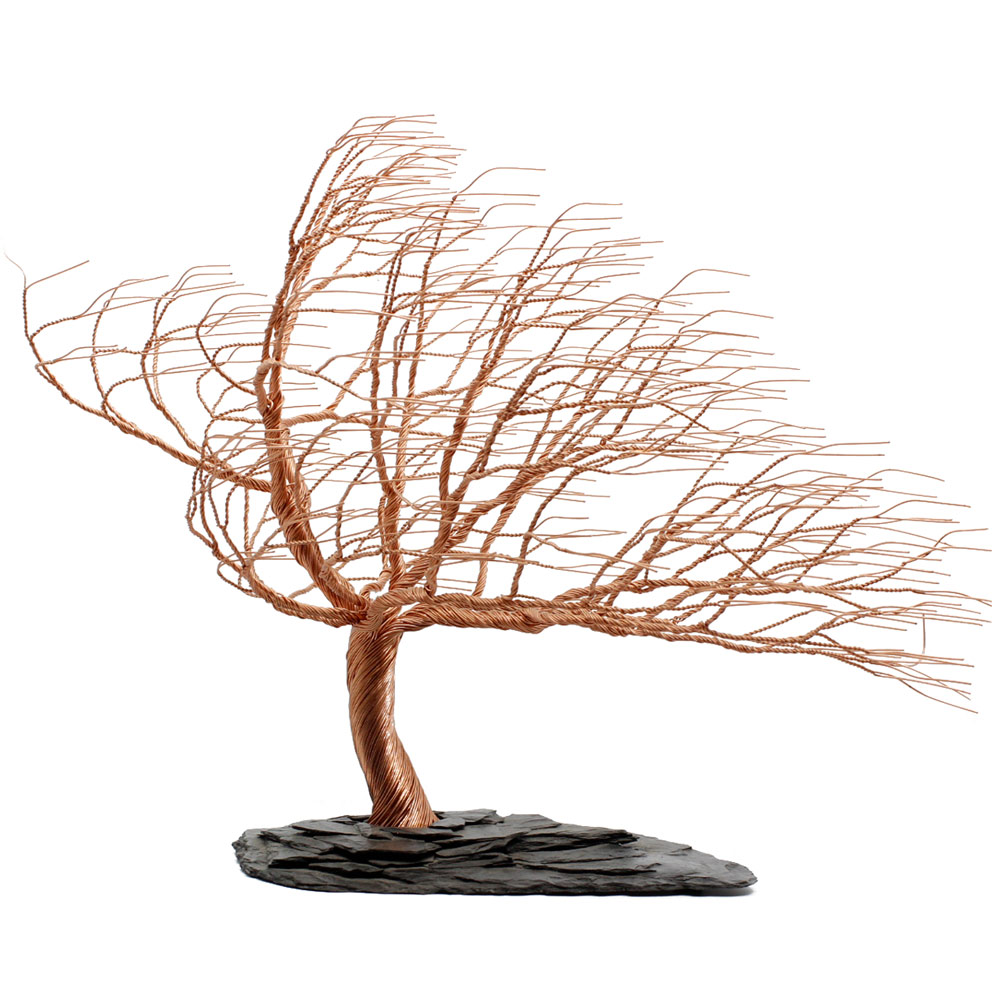 Wire Sculptures | Windswept Copper Tree | Randy Adams