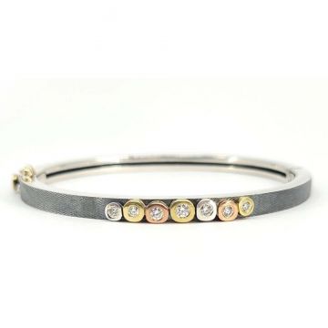 Sophia Lux Bangle 4mm - Sterling Silver & Diamonds