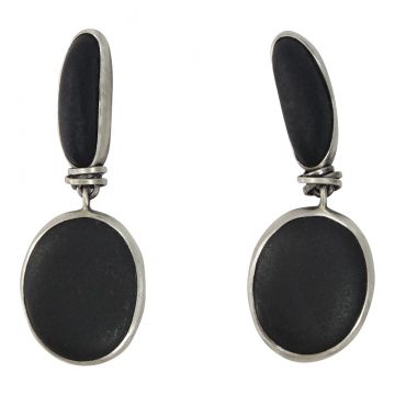 Black Riverstone Dangle Earrings