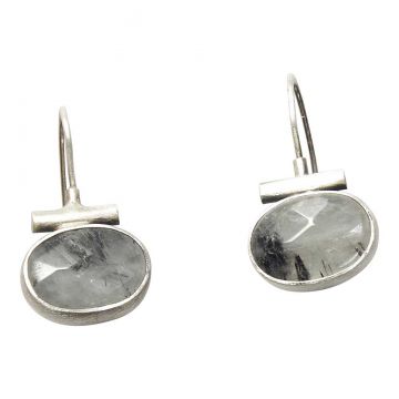Black Tourmalinated Quartz Earrings