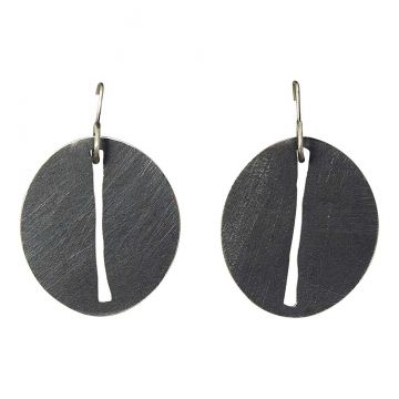 Slit Disk Silver Earrings
