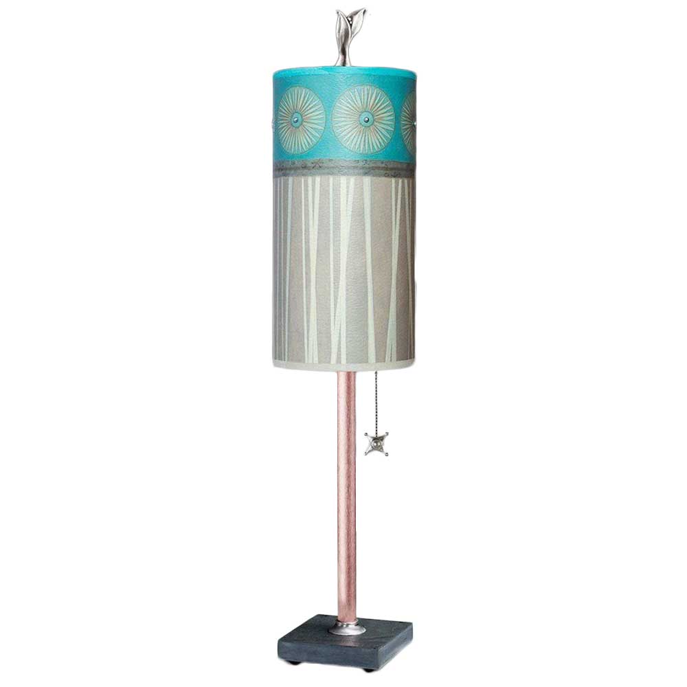 Copper Table Lamp Pool w Tube Shade