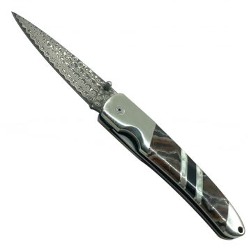 Mammoth Tooth Damascus Linerlock Knife