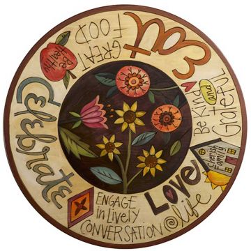 Flowers and Words Abstract Lazy Susan