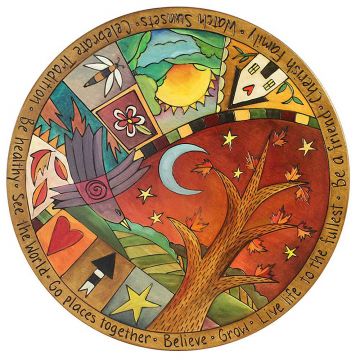 Maple & Purple Bird Abstract Lazy Susan