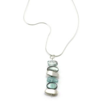 Labradorite, Aquamarine & Sterling Silver Nuggets Necklace