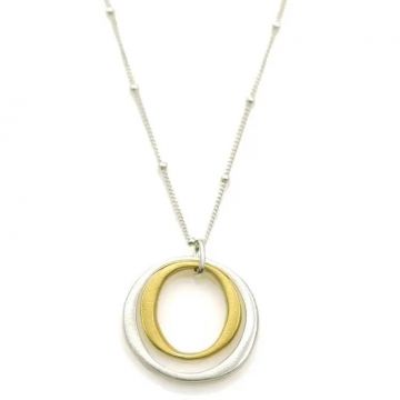 Double Circle Necklace - Silver & Gold
