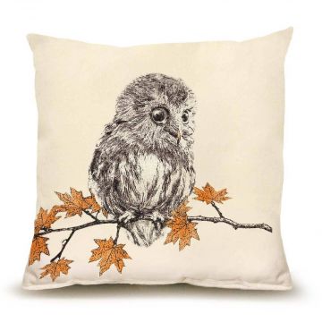 Owl on Maple Branch Pillow