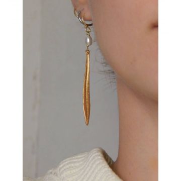Long Leaf + Bud Drop Earrings