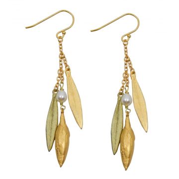 Leaf + Bud 3-Drop Earrings