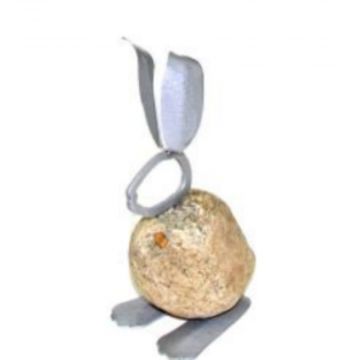 Bunny 9" Stone & Iron Sculpture