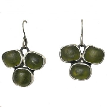 Olive Glass Trio Earring