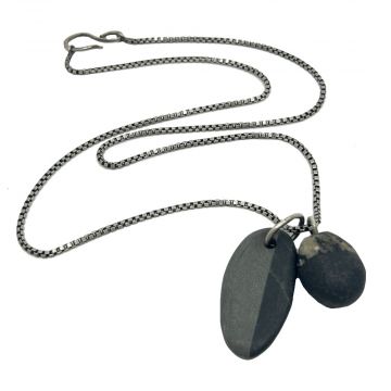 Split Stones Long Box Chain Necklace