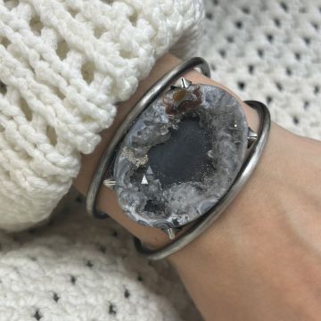 Geode Slice Silver Cuff