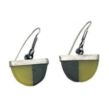 Jade & Granite Split Stone Semi Circle Earring