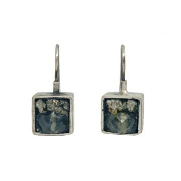 Pyrite & Opalite Rondelle Bead Square Earrings