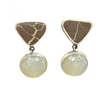 Boulder Opal & Faceted Quartz Drop Post Earring