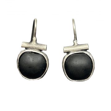 African Recycled Black Glass Earrings