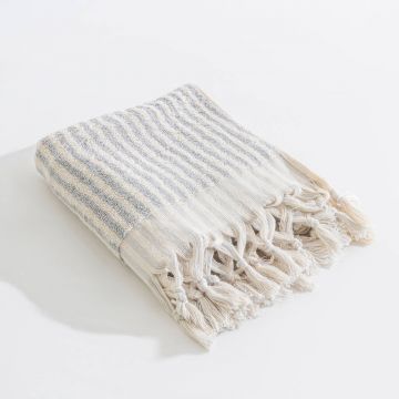 Grey Strip Turkish Hand Towel