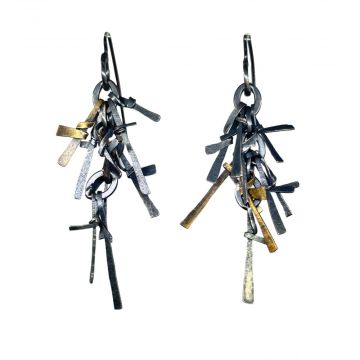 Silver & Bronze Fringe Earrings