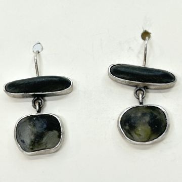 Basalt & Green Quartz Earrings