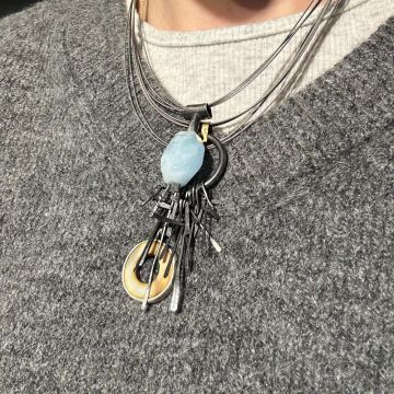 Blue Lace Agate 3-Strand Cable Necklace