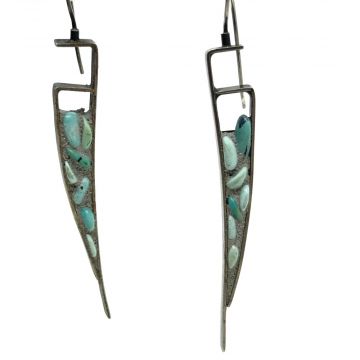 Turquoise Pebbles & Grout Spear Earrings