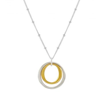 Double Circle Necklace - Silver & Gold