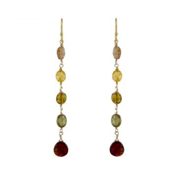 Hessonite Garnet & Zircon Dangle Earrings