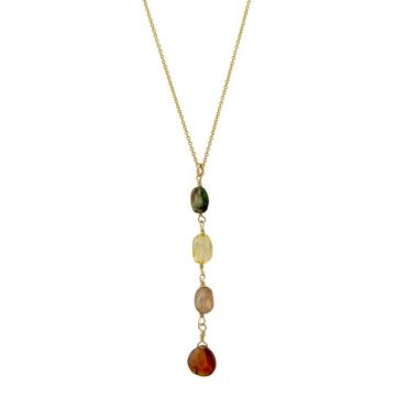 Hessonite Garnet & Zircon Stone Drop Necklace