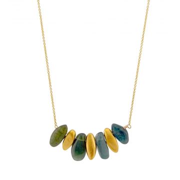 Gold Nuggets & Green Apatite Necklace