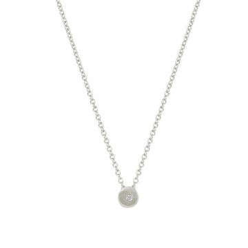Diamond Tiny Silver Circle Necklace