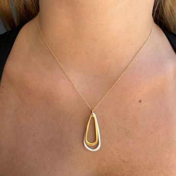 Silver & Gold Double Teardrop Necklace