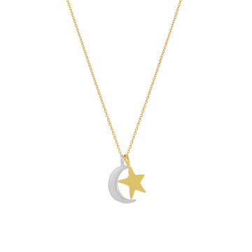 Star & Moon Mixed Metal Necklace