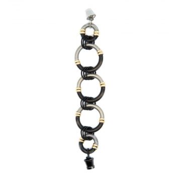 Large Silver & Black Rings Bracelet
