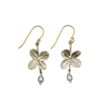 White Hydrangea Single Flower Earrings