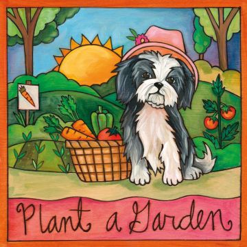 Shih Tzu Gardening Plaque 9"x9"