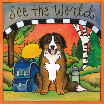 Bernese 'See the World' Travel Plaque 9"x9"