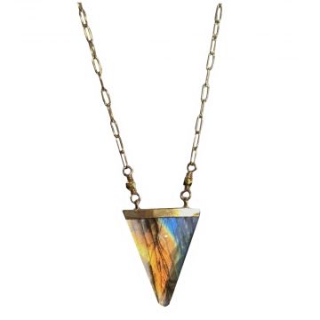 Labradorite Triangle Gold Necklace
