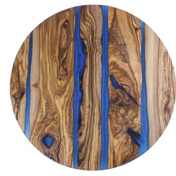 Blue Resin Wood Lazy Susan - Size Options