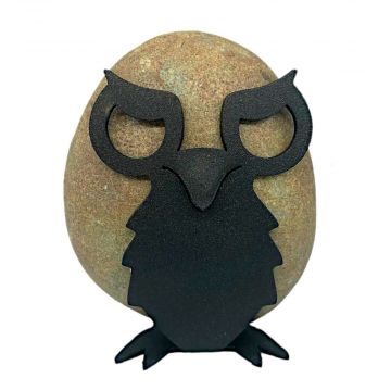 Owl Rock and Iron Sculpture - Size Choices