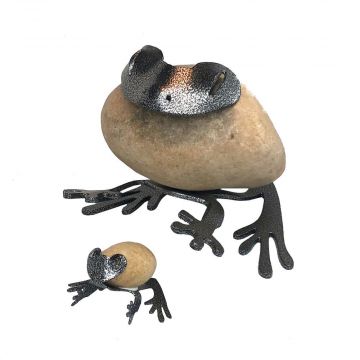 Frog Rock & Iron Sculpture - Size Choices